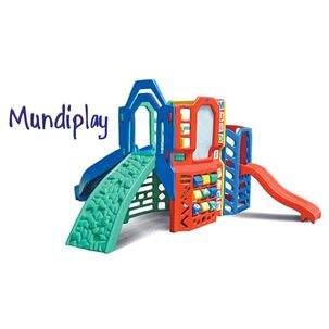 Mundi Play - Playground com 1,97m de altura escorregador em curva - Mundo Azul